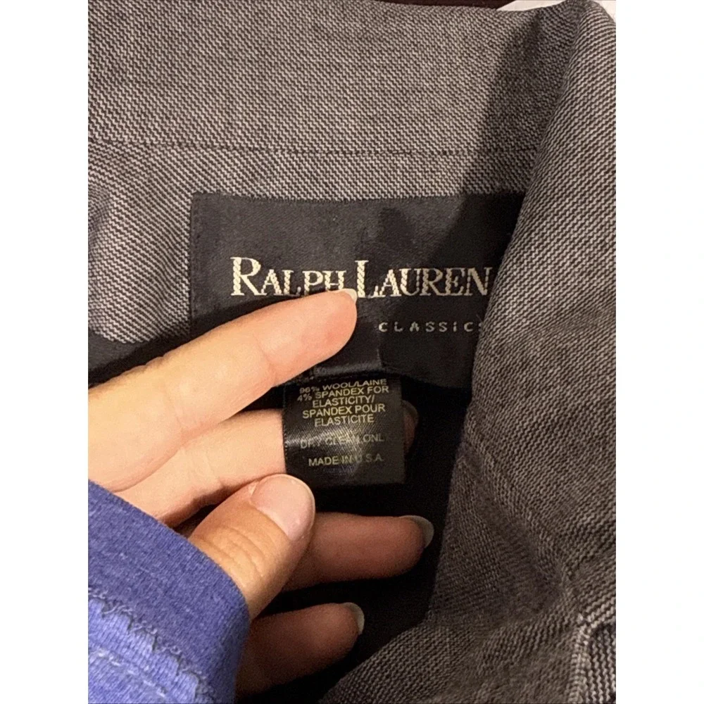 Ralph Lauren Collection Classics Jacket Womens‎ 10 Gray 3 Button Wool Stretch